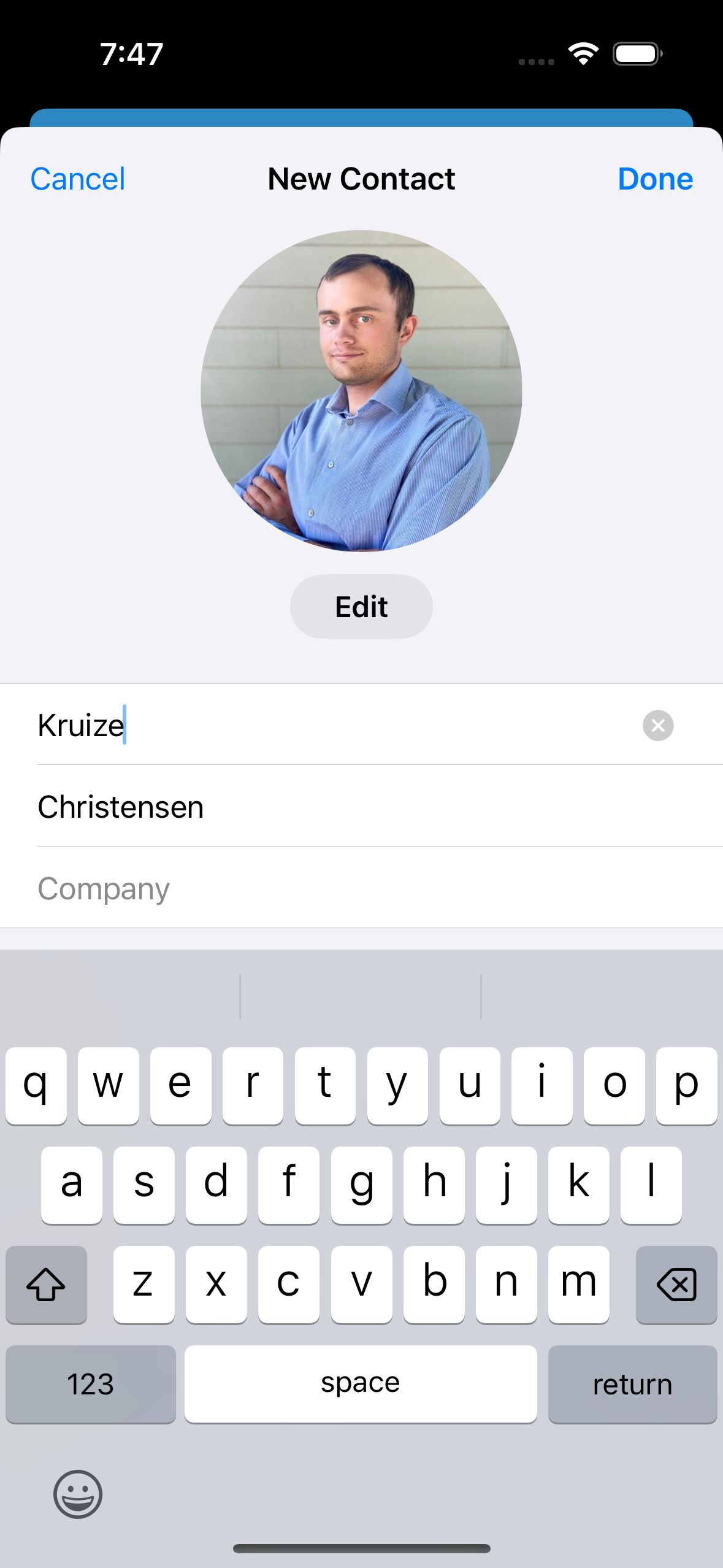 Business Card App adding to Contacts